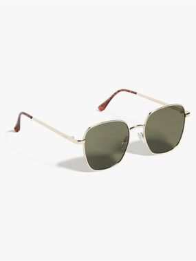 Gold Frame Sunglasses with Dark Green Lenses - Women